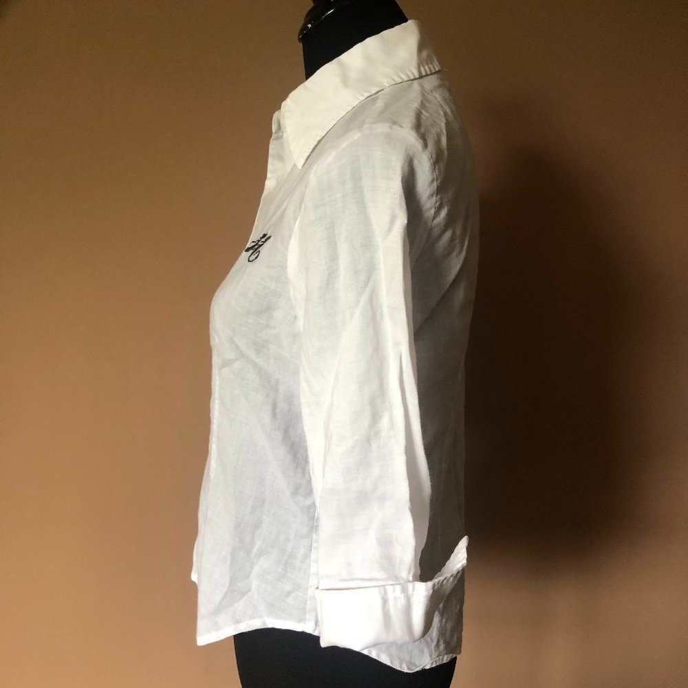 Allison Taylor Monogramed Linen Blouse "M" - Picture 3 of 5